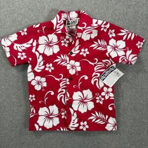 Aloha Republic Pink Hawaiian Print Shirt 3T Short Sleeve Button Down Hibiscus